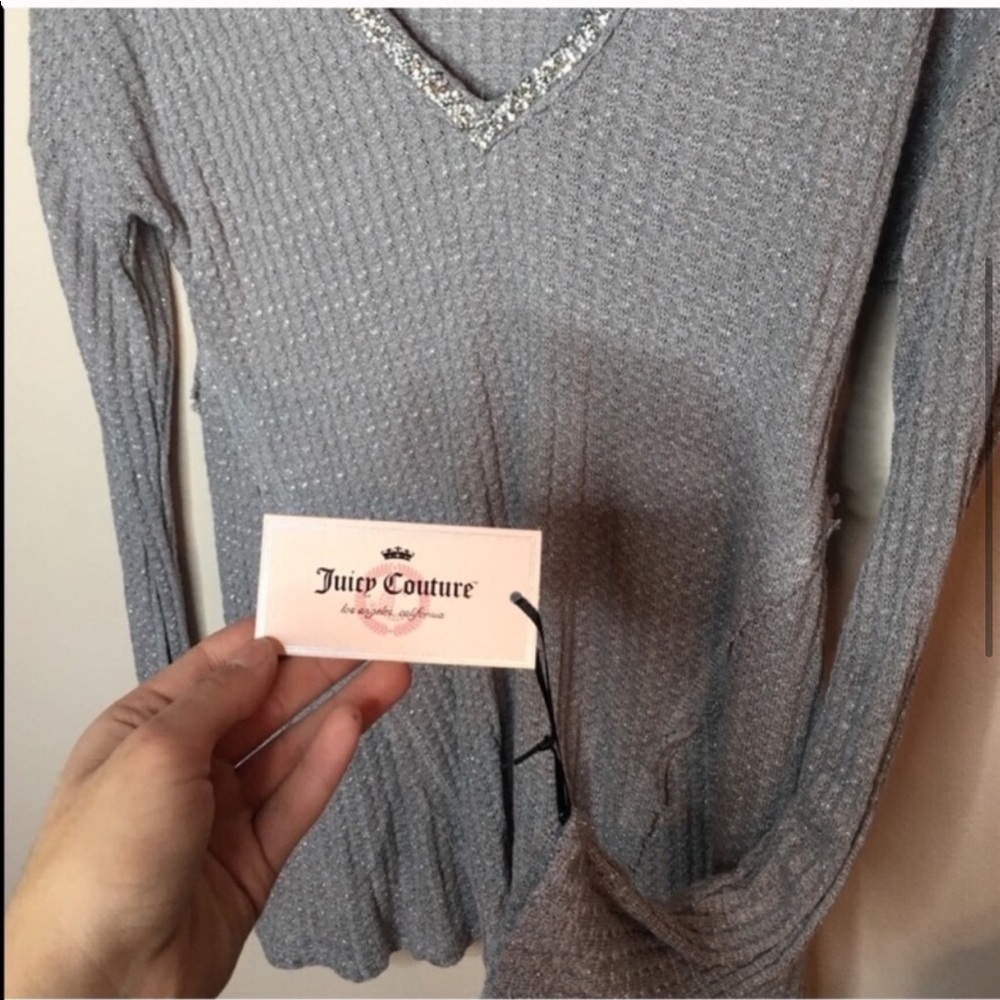 NWT Juicy Couture Silver Sparkle Blouse - Picture 7 of 8